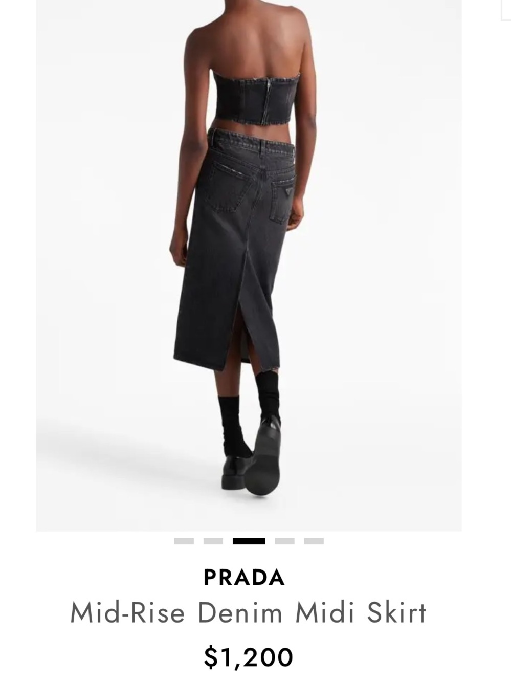 Prada Black Mid-Rise Denim Midi Skirt - Picture 4 of 13